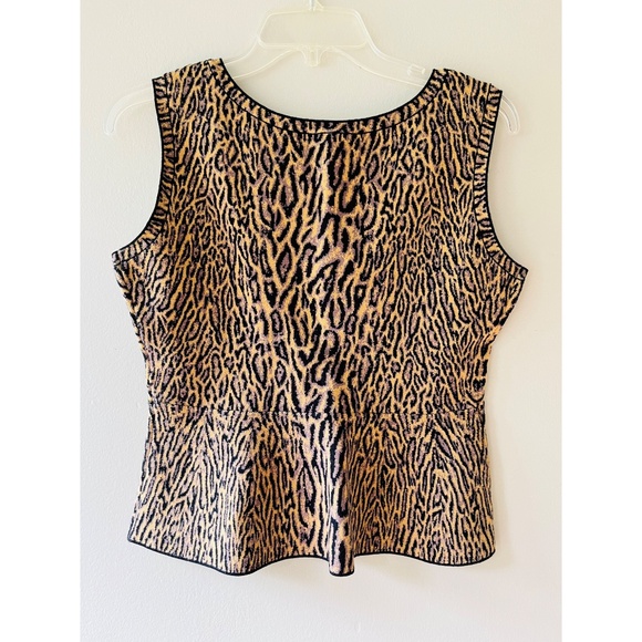 BCBGMAXAZRIA Sz M Alonya Leopard Print Peplum Stretch Tank Top Pullover Blouse - Picture 3 of 8